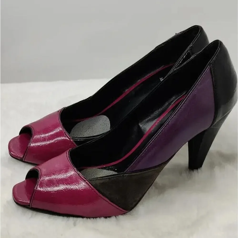 Vintage pink/Purple peep toe pumps sz 8.5